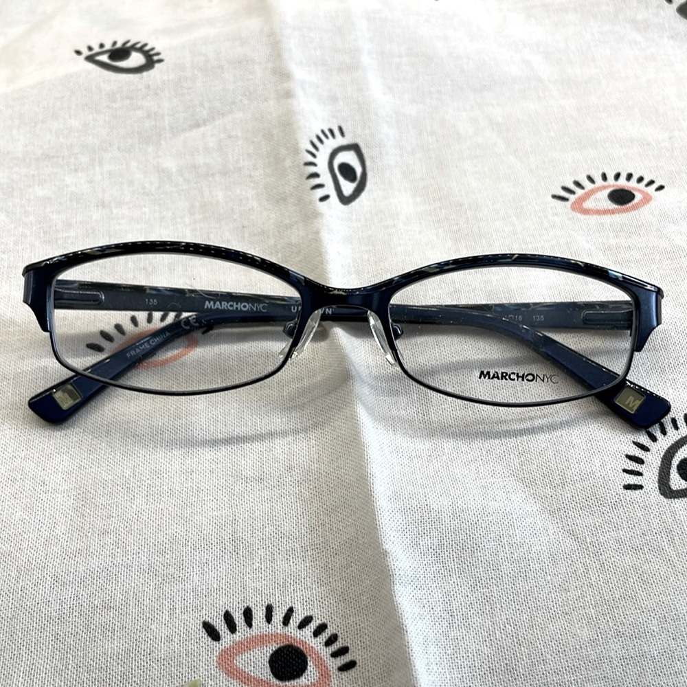 Marchon NYC carriage 601. 51 16 135. Women’s eyeglass frame, new metal dark blue